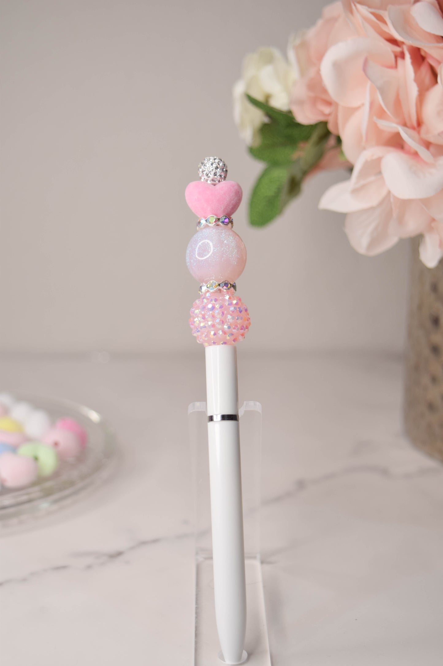 16mm Flocked Heart Beads