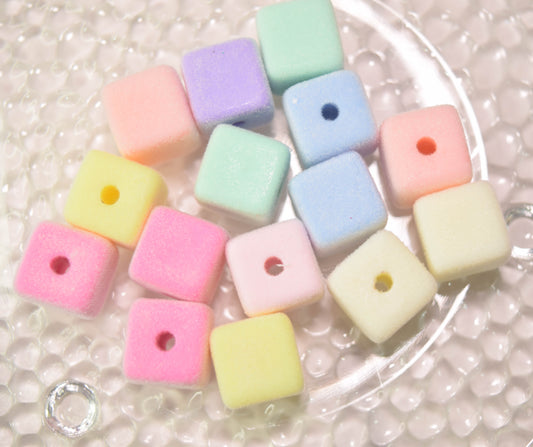 16mm Flocked Square Beads