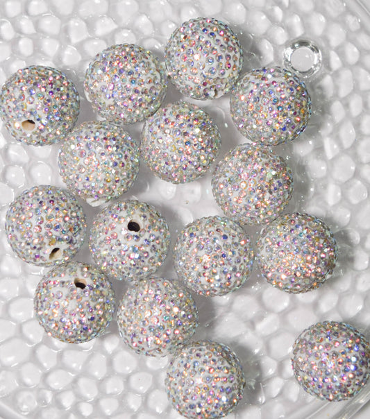 20mm White Rhinestone Beads